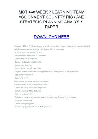 Mgt Week Learning Team Assignment Comprehensive Analysis Outline