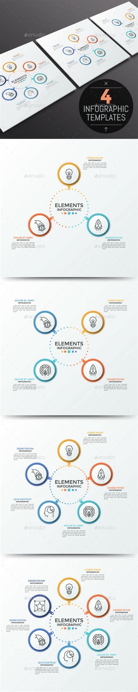 Modern Infographic Circular Template 4 Items