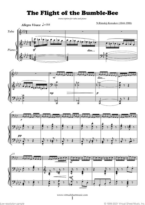 The Flight Of The Bumblebee Sheet Music For Tuba And Piano Pdf