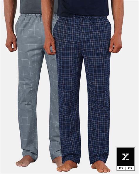 Buy Xyxx Super Combed Cotton Checkered Pyjama For Men Pack Of 2