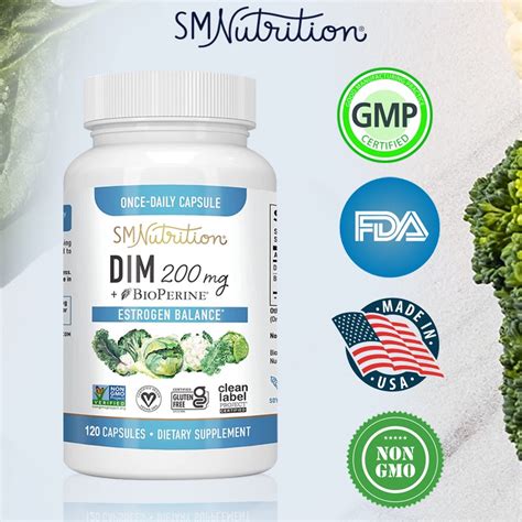 DIM Supplements 200 Mg DIM Diindolmethane Plus BioPerine For Balanced