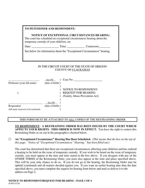 Restraining Order Notice Fill Out Printable PDF Forms Online