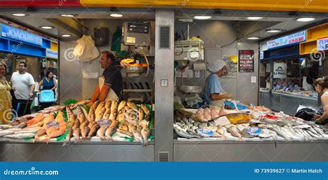 Stalls and Traders at the Fish Market Malaga. Editorial Photography ...