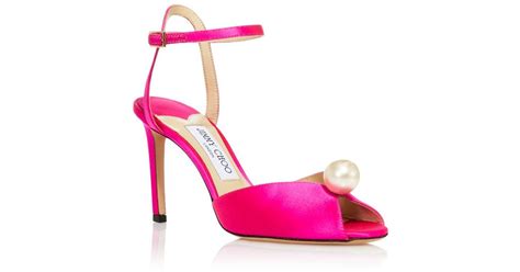 Jimmy Choo Sacora Embellished High Heel Sandals In Pink Lyst