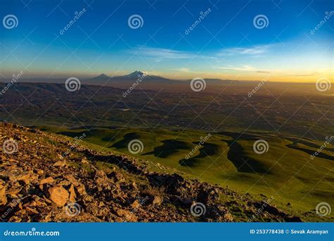 Landscape and Ararat Mountain Stock Photo - Image of blue, scene: 253778438