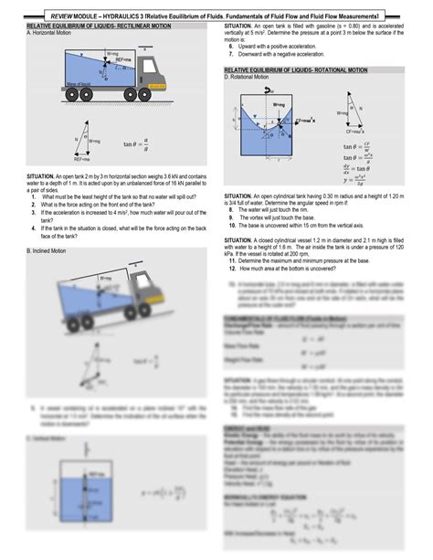 SOLUTION Hydraulics Relative Equilibrium Of Fluids Fundamentals Of