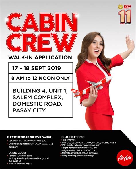 Airasia Philippines Cabin Crew Walk In Application [manila] September