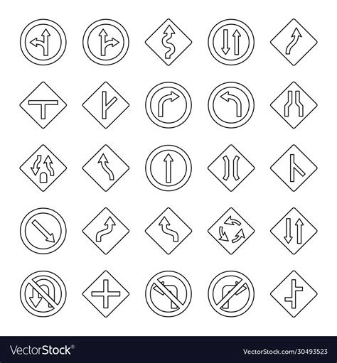 Traffic Signs Set Royalty Free Vector Image Vectorstock