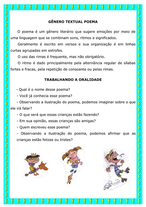 Gênero Textual Poema 5 Ano Atividades - 3º e 4º ano - Atividades de interpretação do gênero textual - poema ...