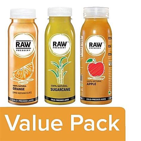 Buy Raw Pressery Cold Pressed Juice Orange 250 Ml Sugar Cane 250 Ml Apple 250 Ml Online