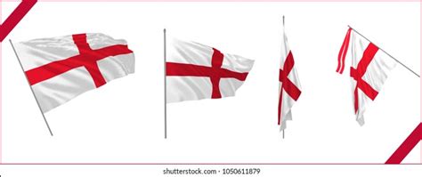 Set Saint George Cross England Flag Stock Vector Royalty Free