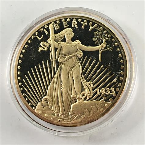 24K Gold Layered St Gaudens 20 Double Eagle Replica 40mm In