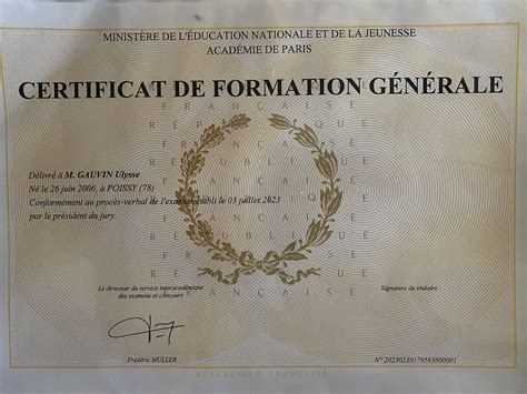 Certificat De Formation G N Ral