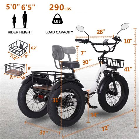 Narrak 48V 750W13AH 20 X4 0 Fat Tire Folding Electric Tricycle Model