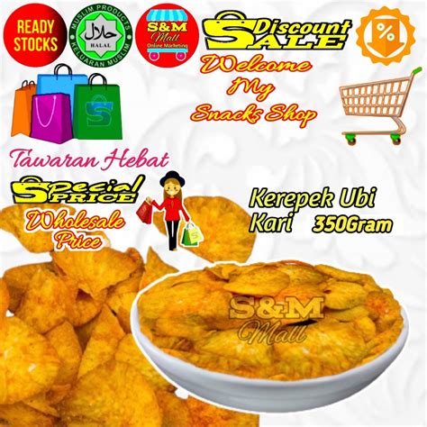 Ready Stock Kerepek Ubi Kari 350Gram Sedap Rangup Perisa Kari Keropok