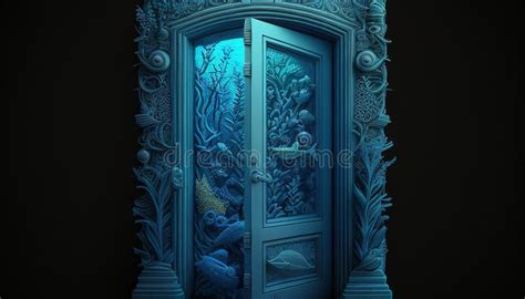 Door with Underwater Scene, Digital Art Illustration, Generative AI ...