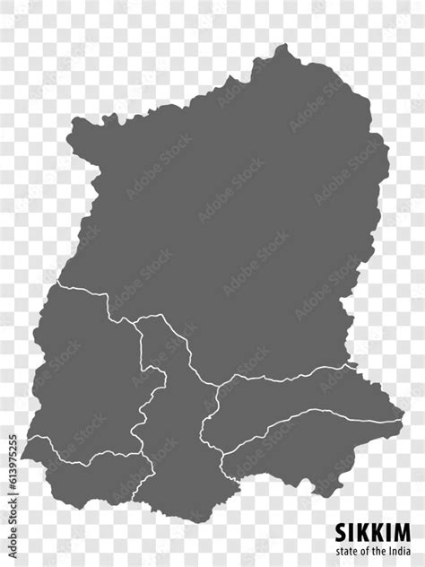 Blank map State Sikkim of India. High quality map Sikkim with ...