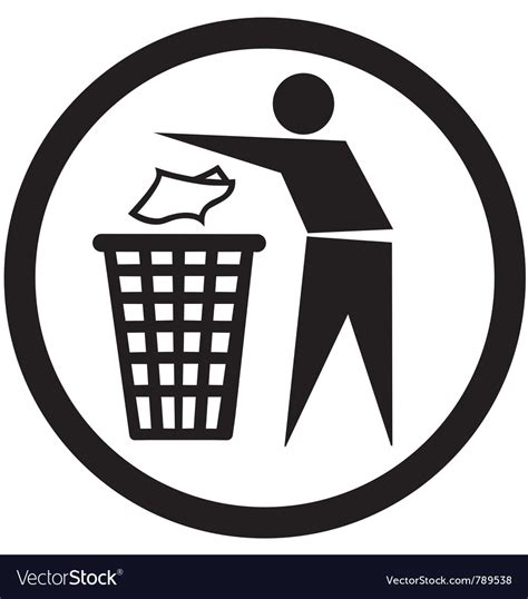 Put Rubbish In The Bin Sign Royalty Free Vector Image