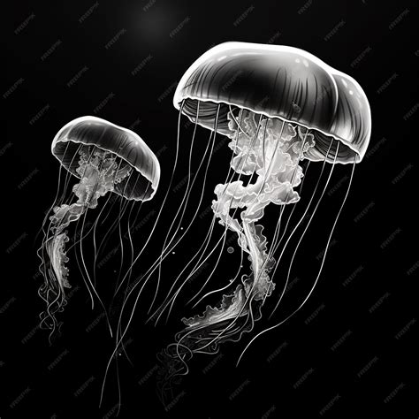 Premium Photo | Jellyfish black and white sketch illustration