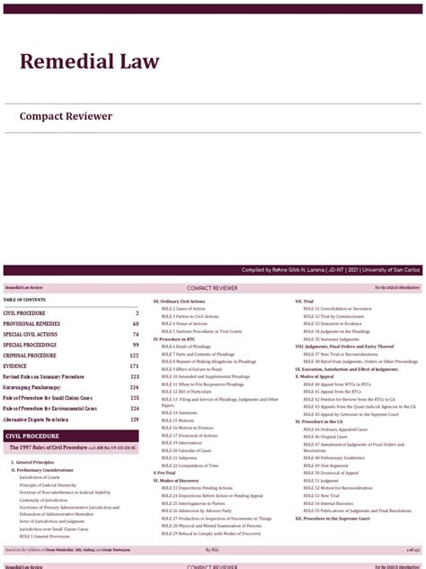 07 Rem Remedial Law Compact Reviewer Pdf Supreme Court Case Law Constitutional Law