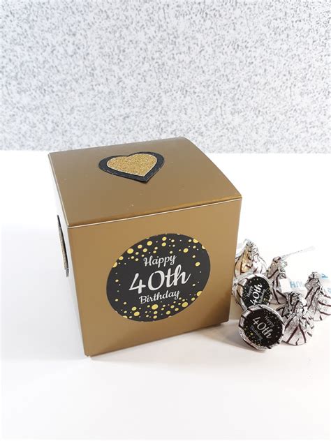 Adult 40th Birthday Party Box Gold Square Favor Boxes Etsy