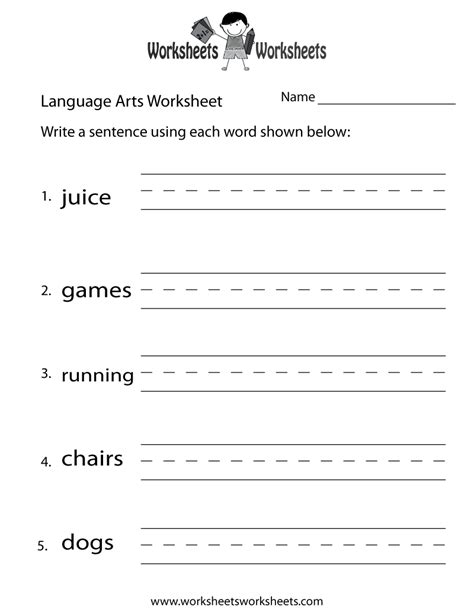 Language Arts Worksheets For Kindergarten