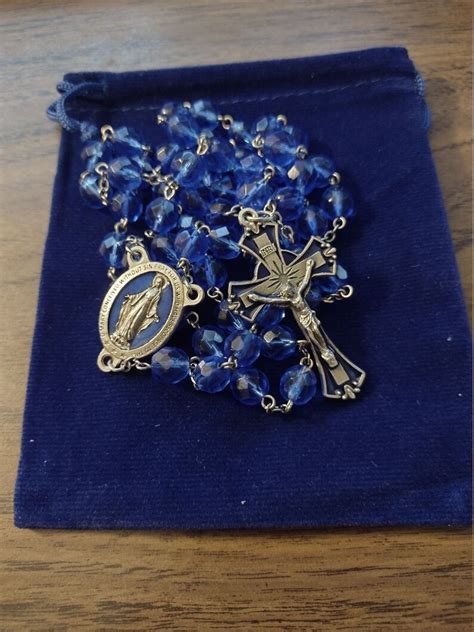 8mm Royal Blue Miraculous Medal Rosary Etsy