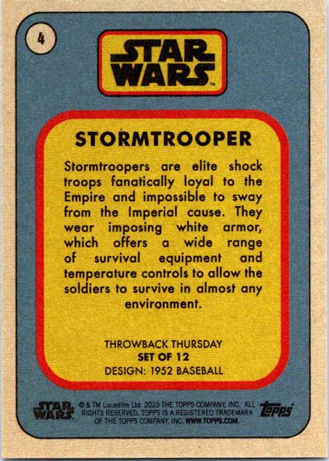 Topps Throwback Thursday Star Wars Stormtrooper Nm Mt The