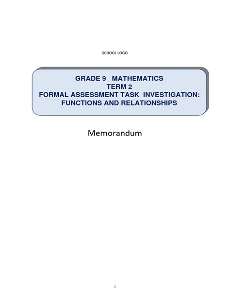 Grade 9 Term 2 Investigation 2024 Memo Pdf Dependent And Independent Variables