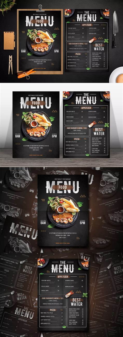 Modern Food Menu Template PSD Food Menu Design Cafe Menu Design