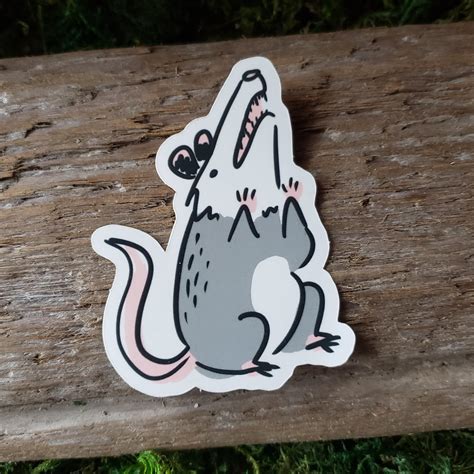 Vinyl Opossum Sticker Distressed Possum Sticker For Those With