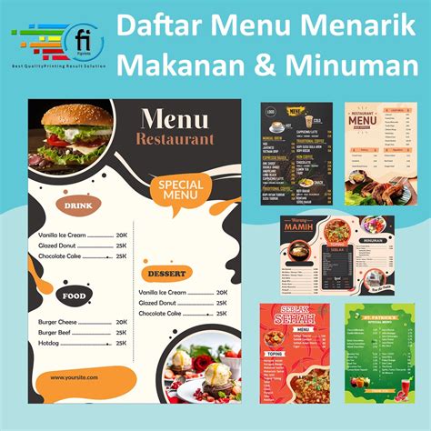 Jual Jasa Desain Daftar Menu Makanan And Minuman Custom Edit Menu Cafe