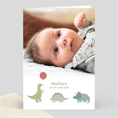 Faire Part Naissance Dinosaure Mignon Popcarte