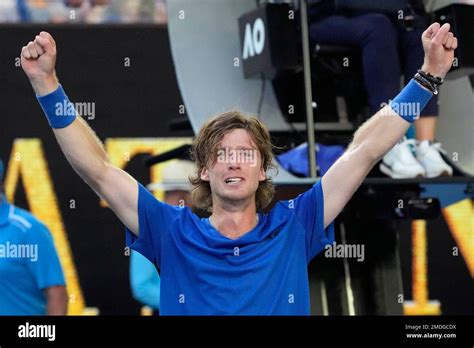 Andrey Rublev Of Russia Celebrates After Defeating Holger Rune Of