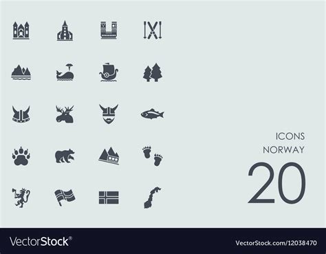 Set of norway icons Royalty Free Vector Image - VectorStock