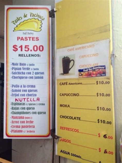 Menu At Pastes De Pachuca Restaurant Guadalajara