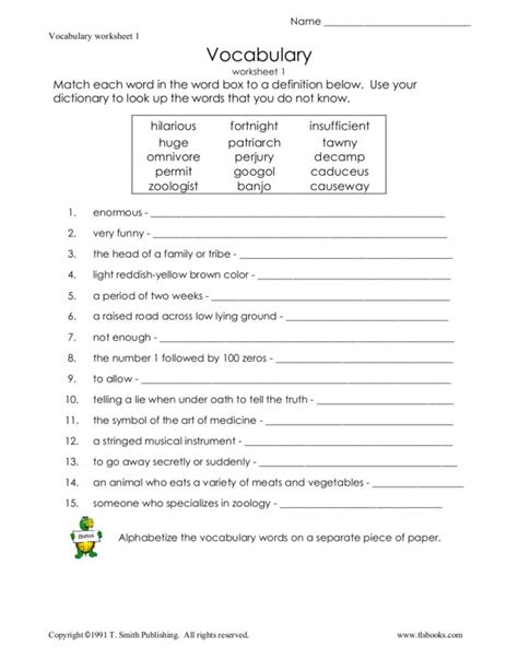 Third Grade Vocabulary Worksheets By Stemtopics Tpt 1st Grade Reading