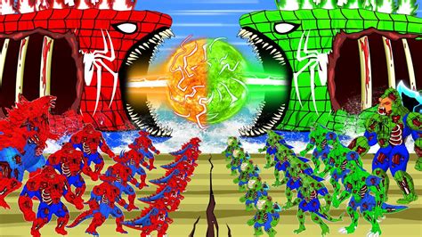 Team Zombie Spiderman Godzilla And Kong Bloop Vs Red Zombie Spider