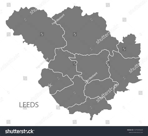 Leeds City Map Boroughs Grey Illustration Stock Vector Royalty Free