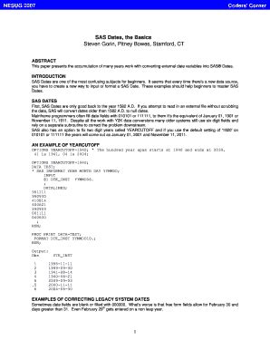 Fillable Online Sas Dates The Basics Fax Email Print Pdffiller