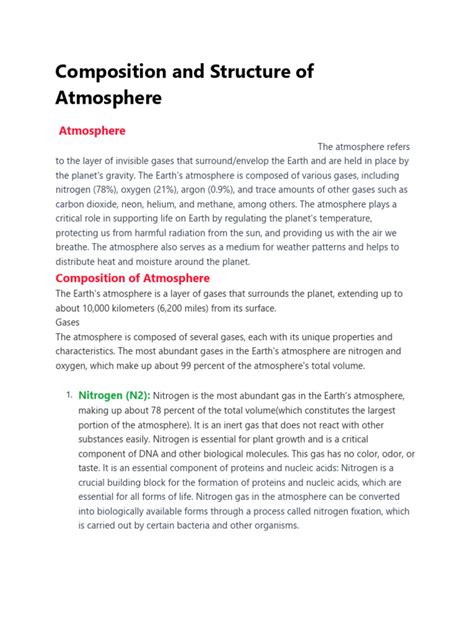 Composition and Structure of Atmosphere | PDF | Atmosphere Of Earth ...