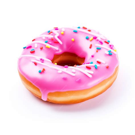 Premium Photo | Strawberry flavor donut with sprinkles on isolated