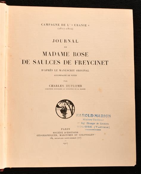 Journal De Madame Rose De Saulces De Freycinet D Apres Le Manuscrit