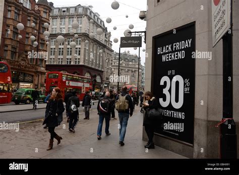 Black Friday Sale Signs In Shop Windows In Oxford Street London Stock