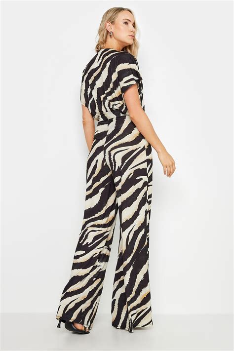 Lts Tall Womens Black Zebra Print Wrap Jumpsuit Long Tall Sally