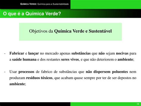 PPT Química Verde Química para a Sustentabilidade PowerPoint