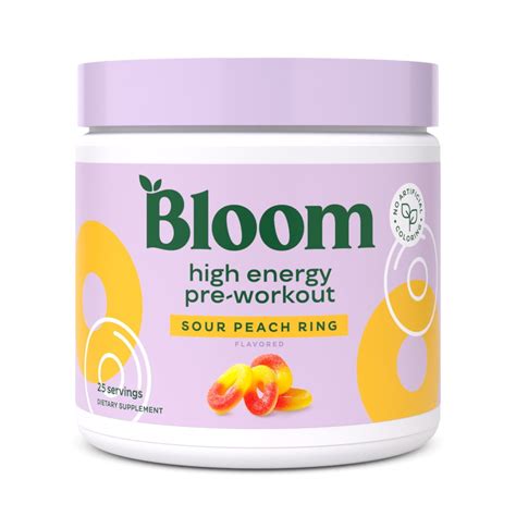 Bloom Nutrition High Energy Pre Workout Sour Peach Ring Servings