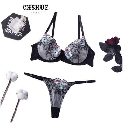 Sexy Lingerie Ladies Sexy Lingerie Set Plus Size Floral Embroidery Mesh Shapewear Lace Panty Bra