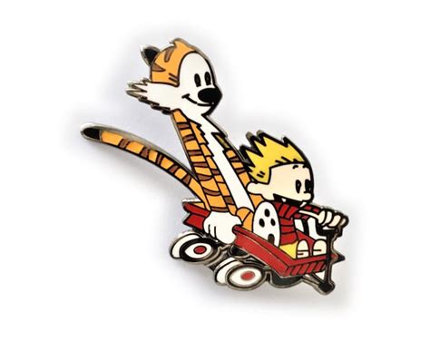 Calvin And Hobbes Having Fun Cartoon Character Custom Enamel Pincute