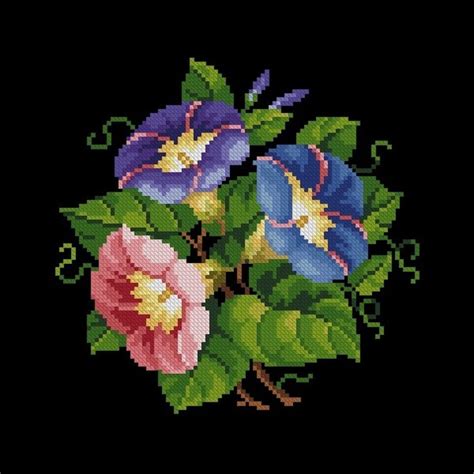 Morning Glory Bouquet Cross Stitch Pattern PDF Flowers Berlin Etsy